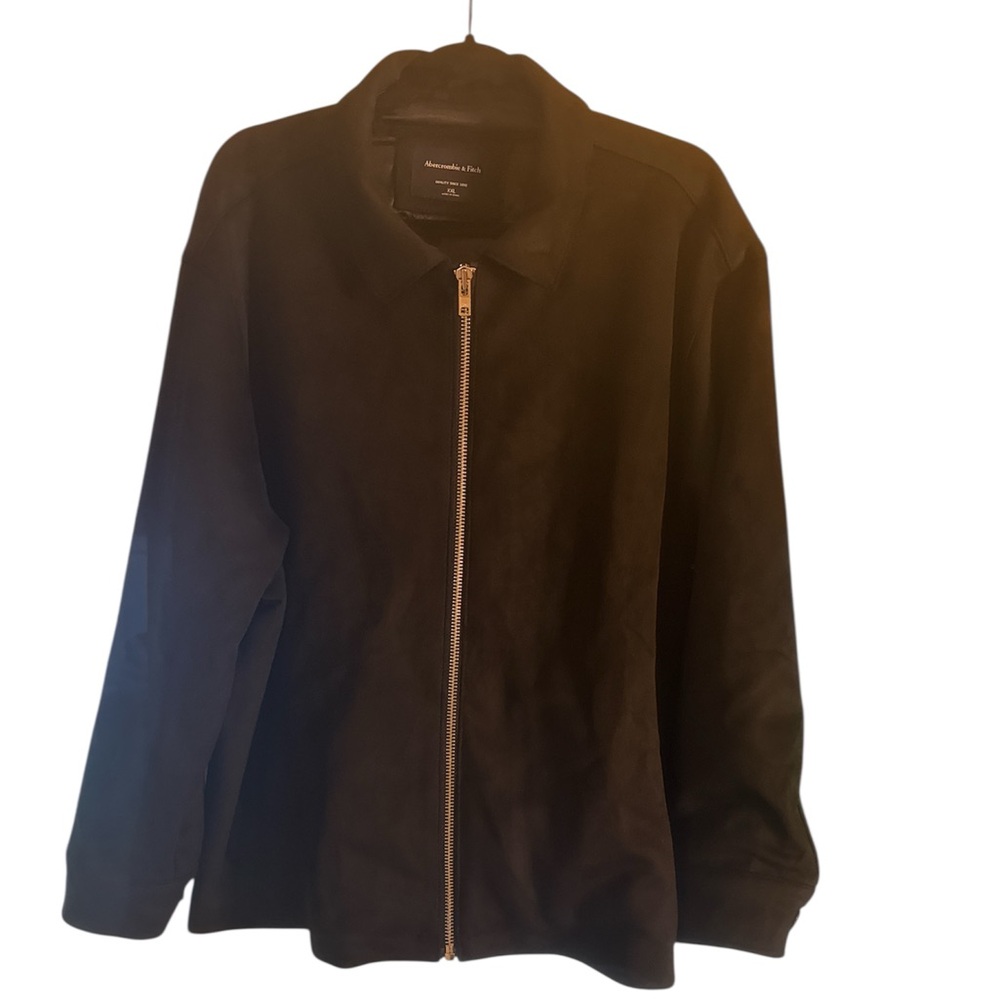 ABERCROMBIE & FITCH MENS BLACK FAUX SUEDE ZIP JACKET NWOT - XXL